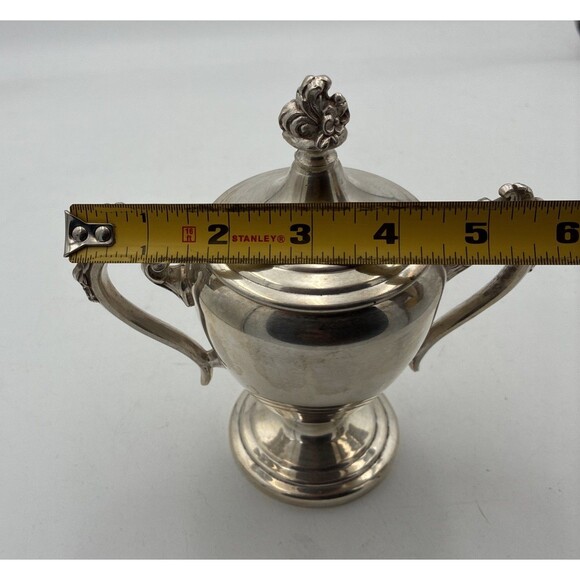 Vintage Sugar Bowl With Lid Ornate Handles Silver-plated. - Picture 9 of 9